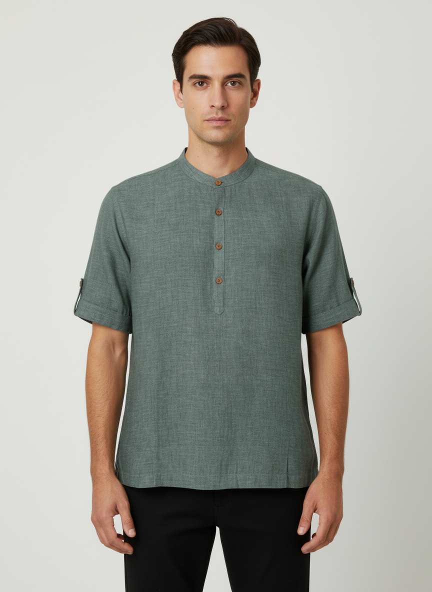 Mandarin Collar Casual Shirt — Sūt Bespoke