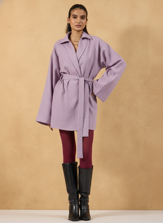 Collared Tie Up Kimono Coat — Sūt Bespoke