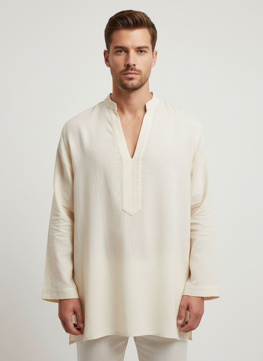 Kurta casual corta y suelta para hombre