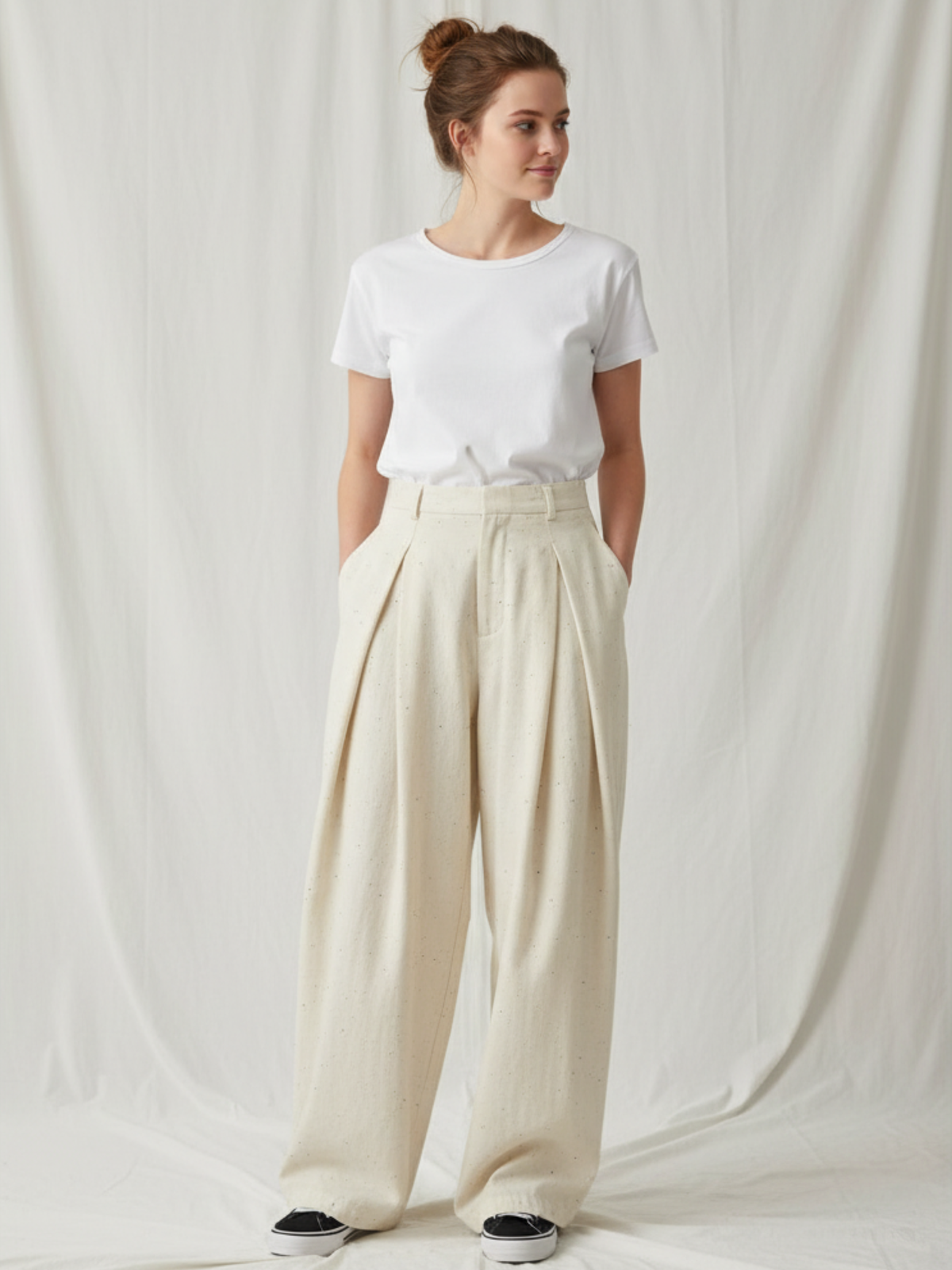 Pantalones unisex de pliegues