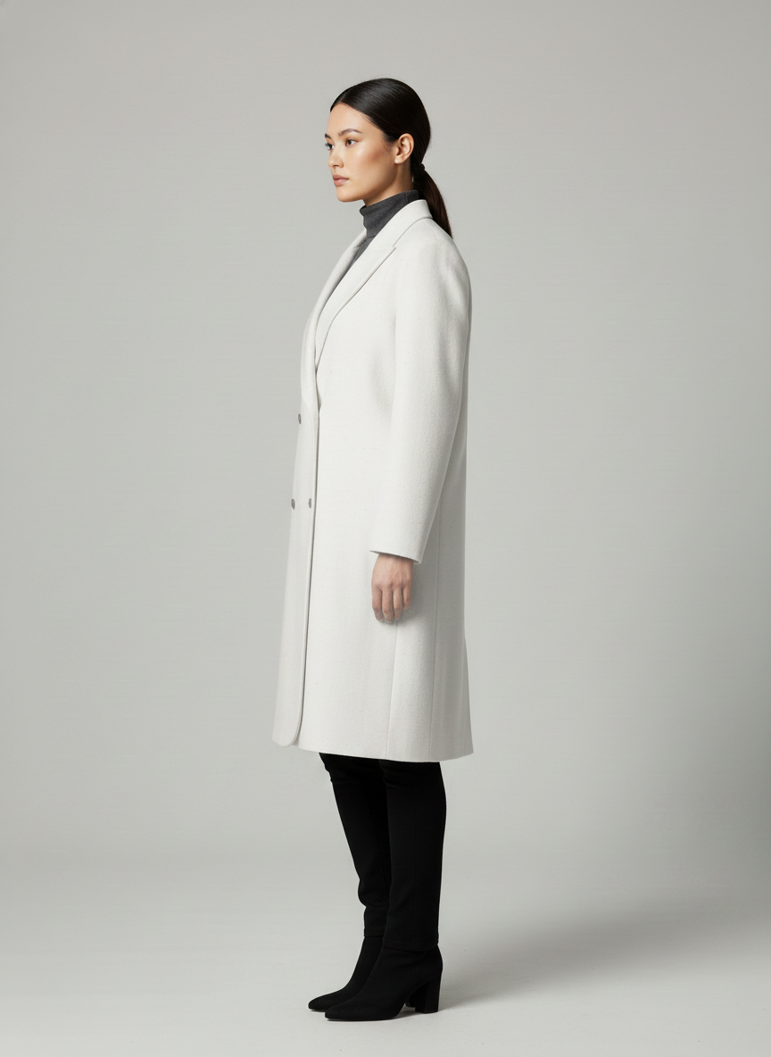 Chaqueta cruzada con solapa de pico hasta la rodilla