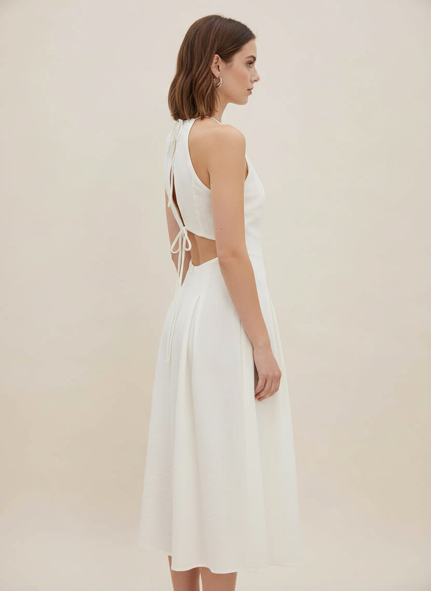 Vestido atado de espalda semiabierta