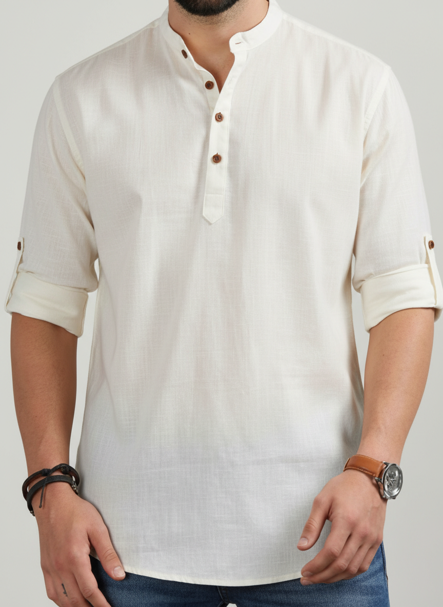 Camisa Casual con Cuello de Botones