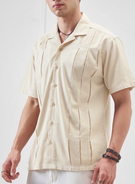 Pleated Half Sleeves Shirt — Sūt Bespoke