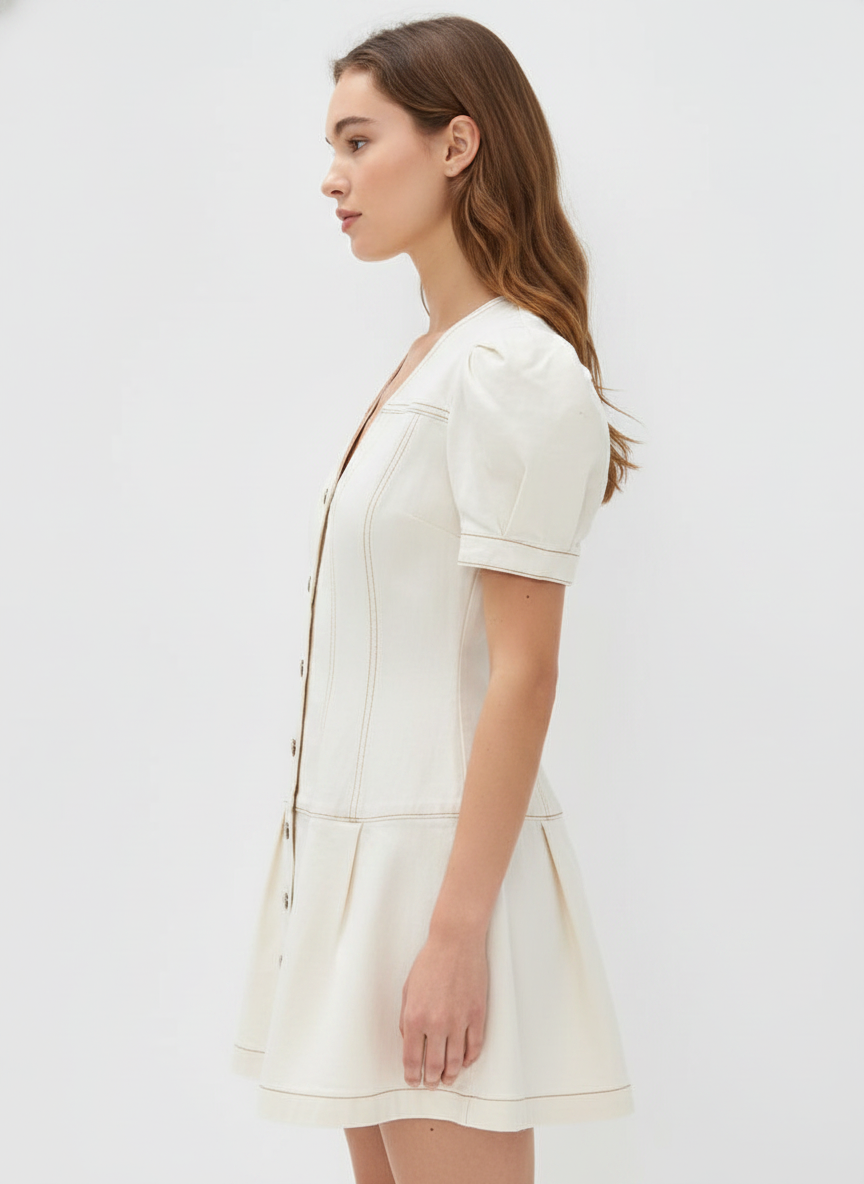 Vestido plisado de talle bajo