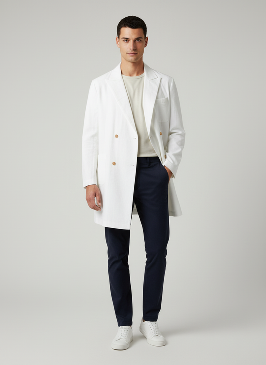 Long Tailored Trench Coat With Pockets — Sūt Bespoke