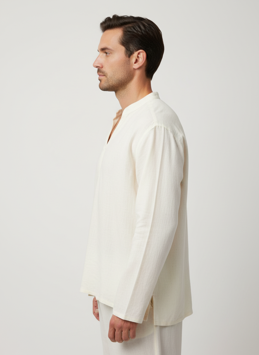 Kurta casual corta y suelta para hombre