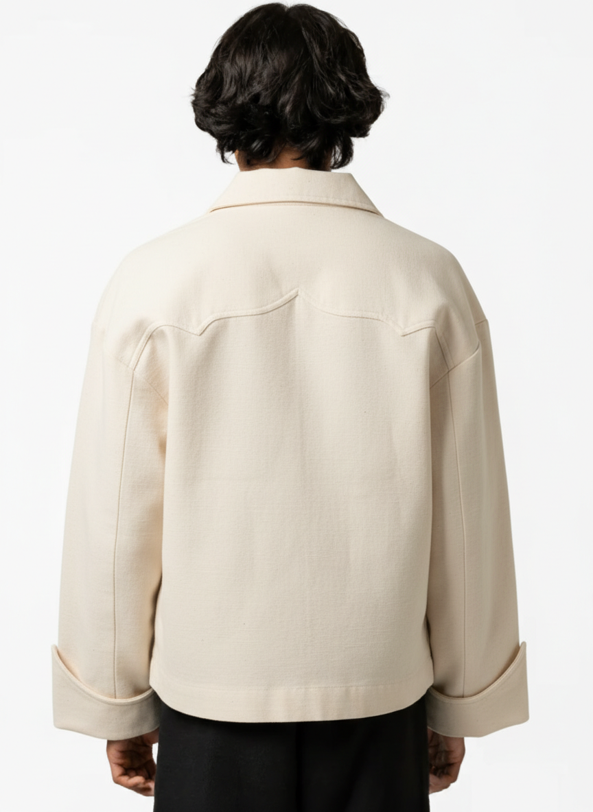 Abrigo Kimono de Manga Doblada con Bolsillos