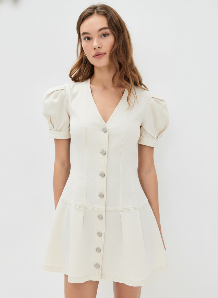 Vestido plisado de talle bajo