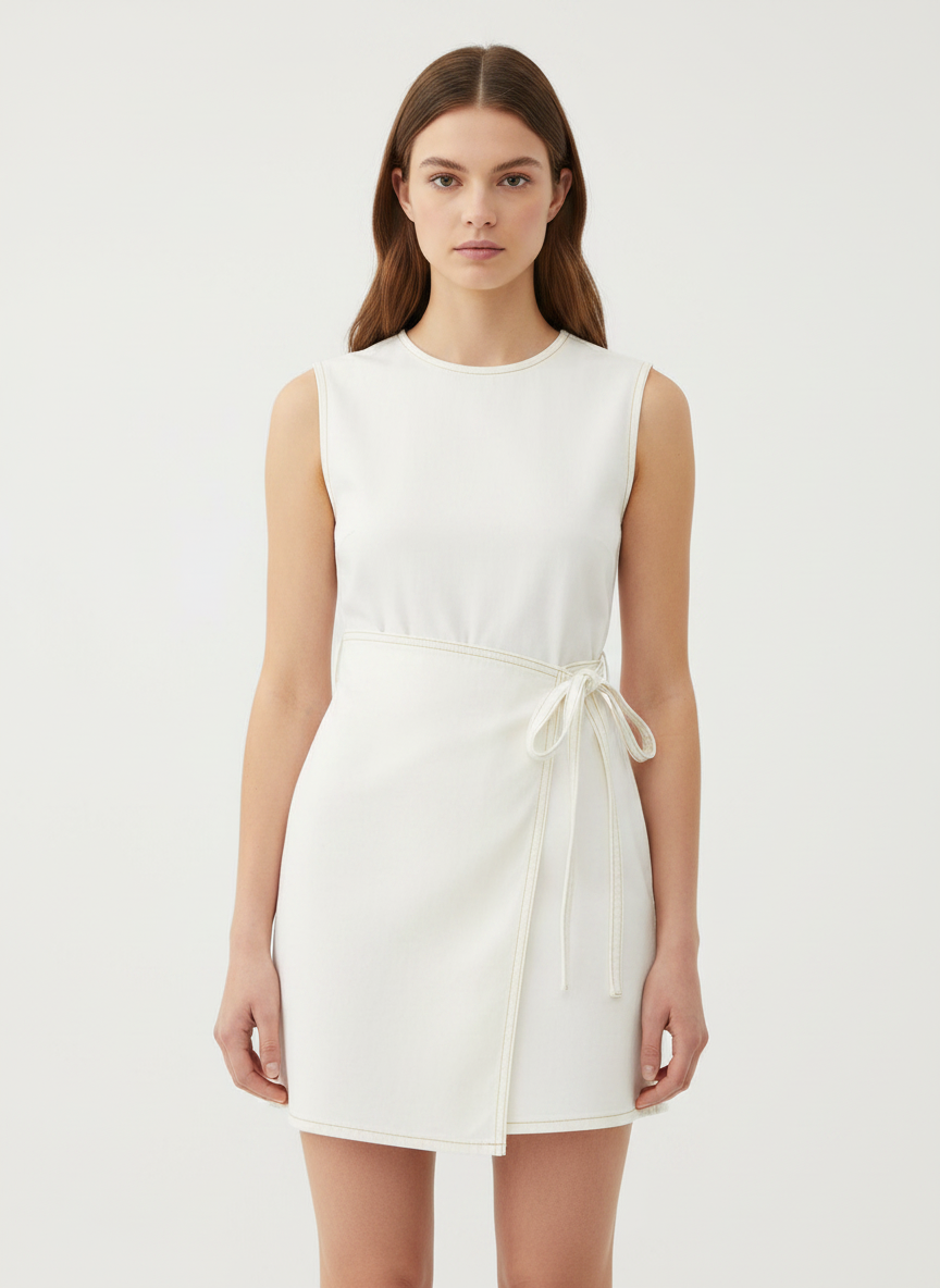 Vestido recto con panel adicional