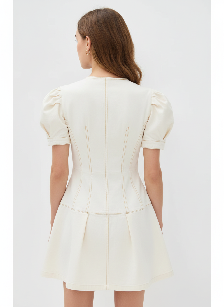 Vestido plisado de talle bajo