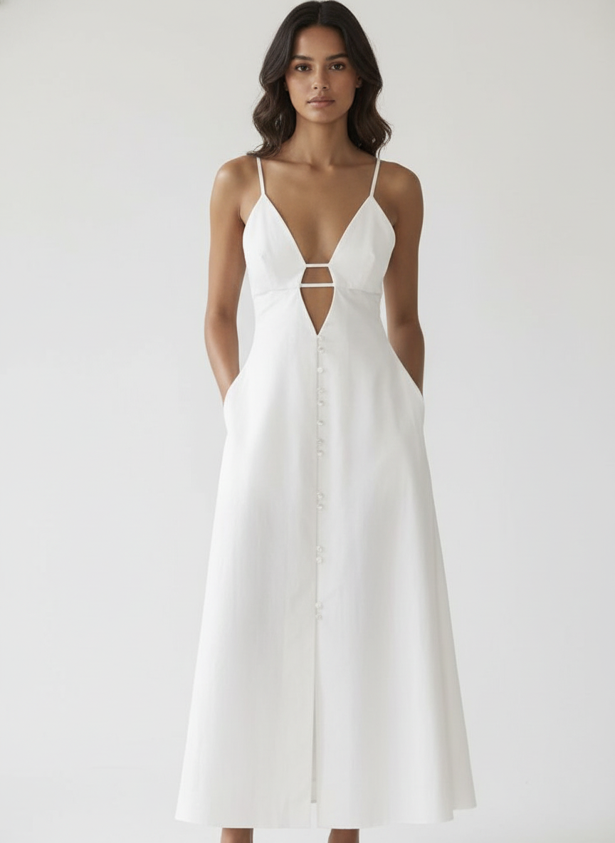 Vestido con escote en V pronunciado