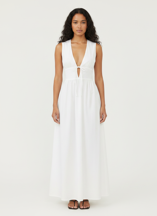 Deep V Neck With Cut Out Long Dress — Sūt Bespoke