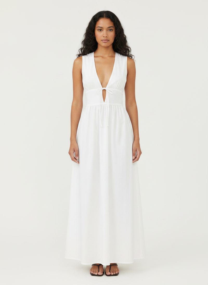 Deep V Neck With Cut Out Long Dress — Sūt Bespoke