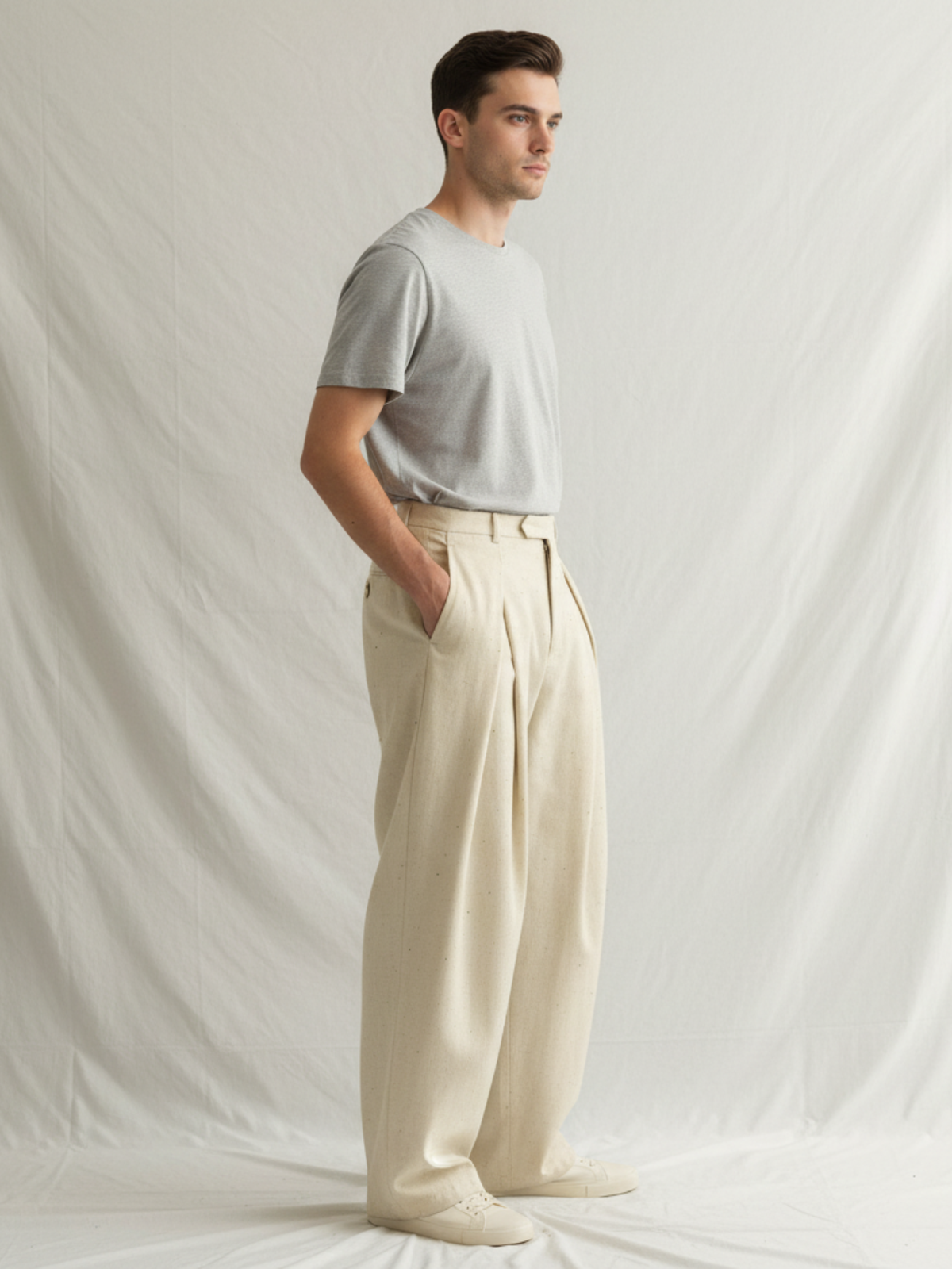 Pantalones unisex de pliegues
