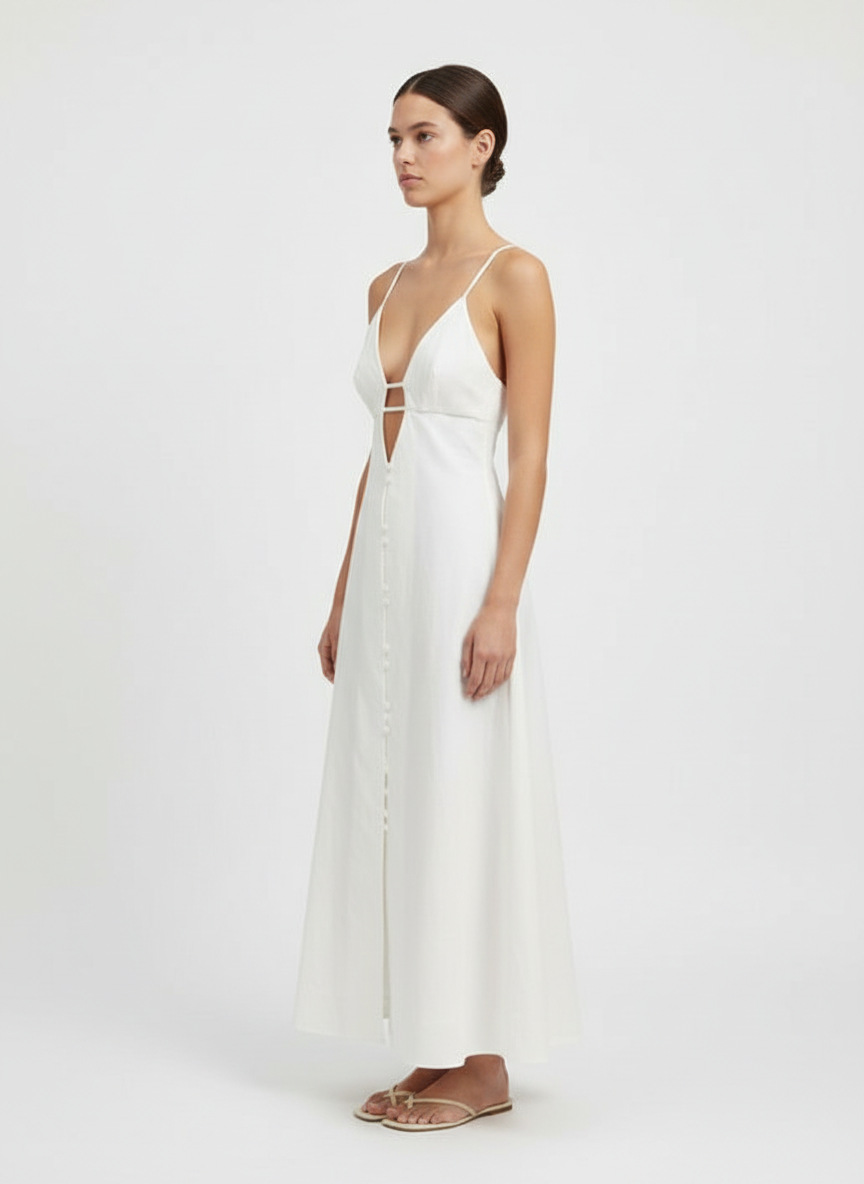 Vestido con escote en V pronunciado